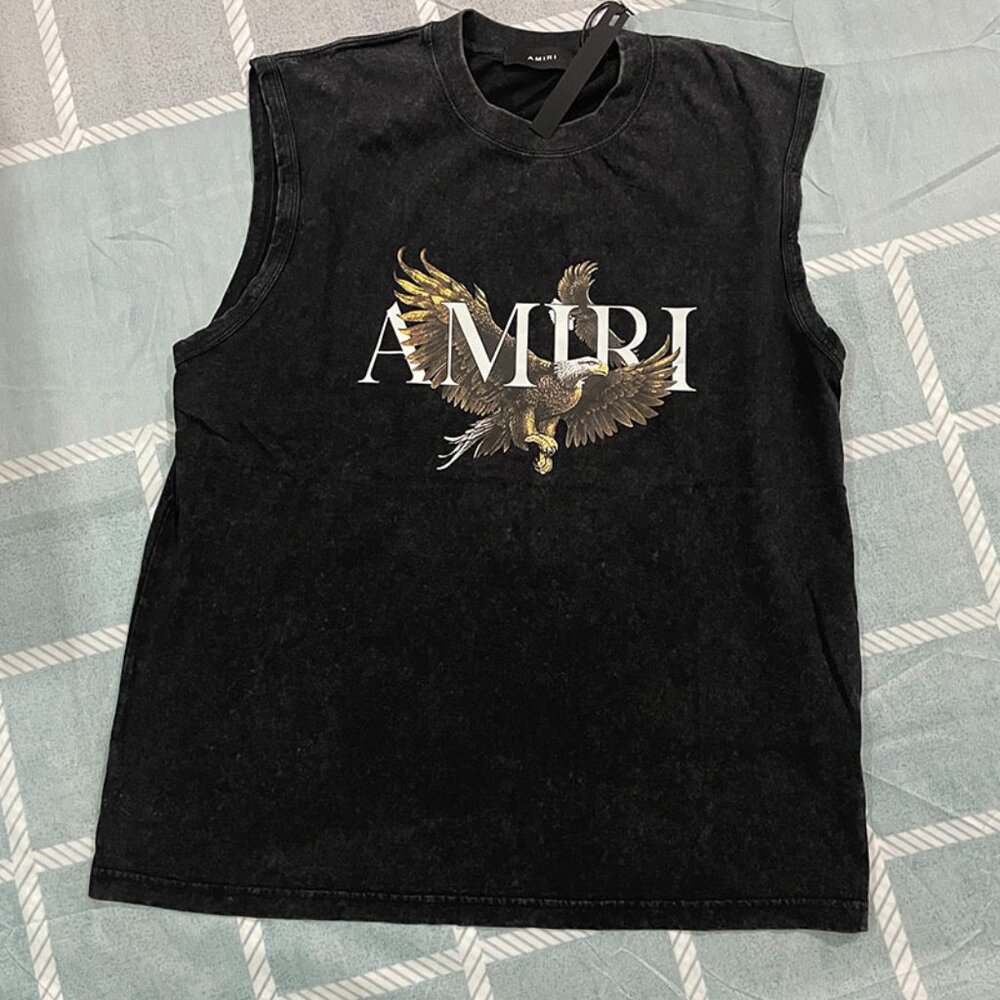 Amiri Distressed Vintage Sleeveless Tank Top In Black.